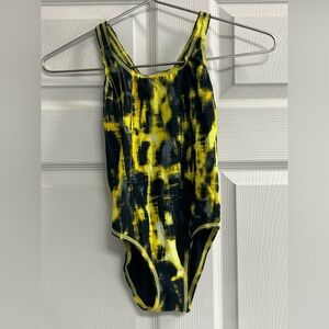 Speedo Girls Black and Yellow Swimsuit - Size 26 - EUC